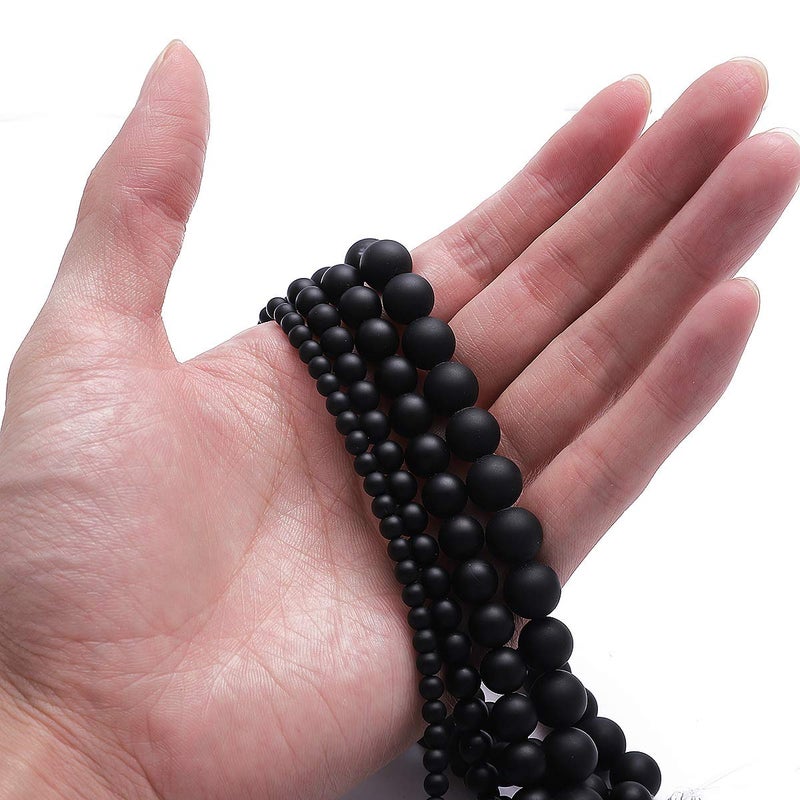 BEADIA Matte Black Onyx Natural Stone Round Loose Semi Gemstone Beads for Jewelry Making 4MM 89PCS - Image 5